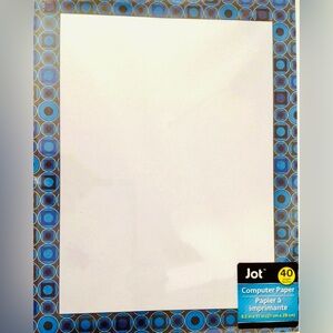 Computer Paper Pkg 40 Sheets Blue & Black Geometric Border Printer Stationary